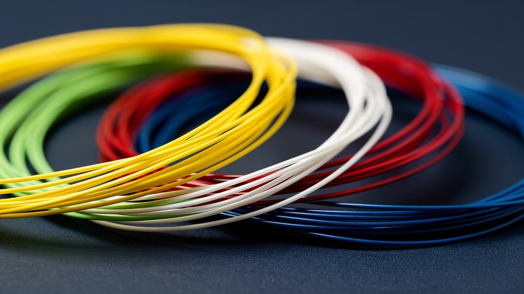 Coils of badminton string in different colours